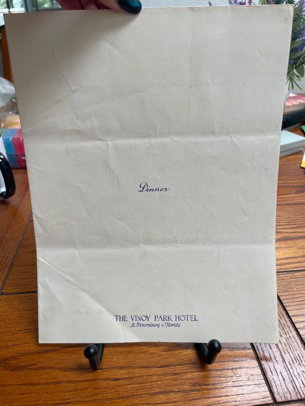 Vintage 1952 Vinoy Park Hotel Dinner Menu St. Petersburg Florida Ephemera
